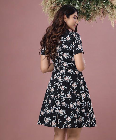 Collared Shirt Dress With A Belt